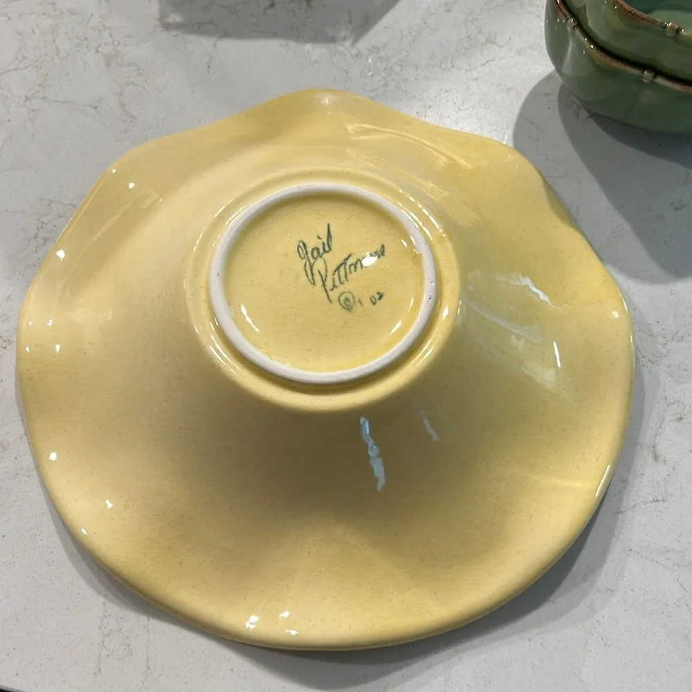Southern Living at Home Gail Pittman Yellow Acorn & Leaf Pottery Bowl